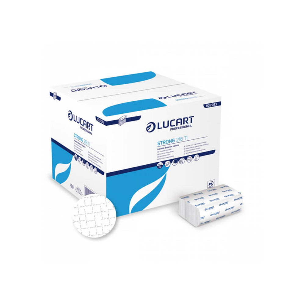 Szalvéta adagolóba 2 rétegű hajtogatott 150 lap/cs 40 cs/karton hófehér Strong 216 TI Lucart _832293D