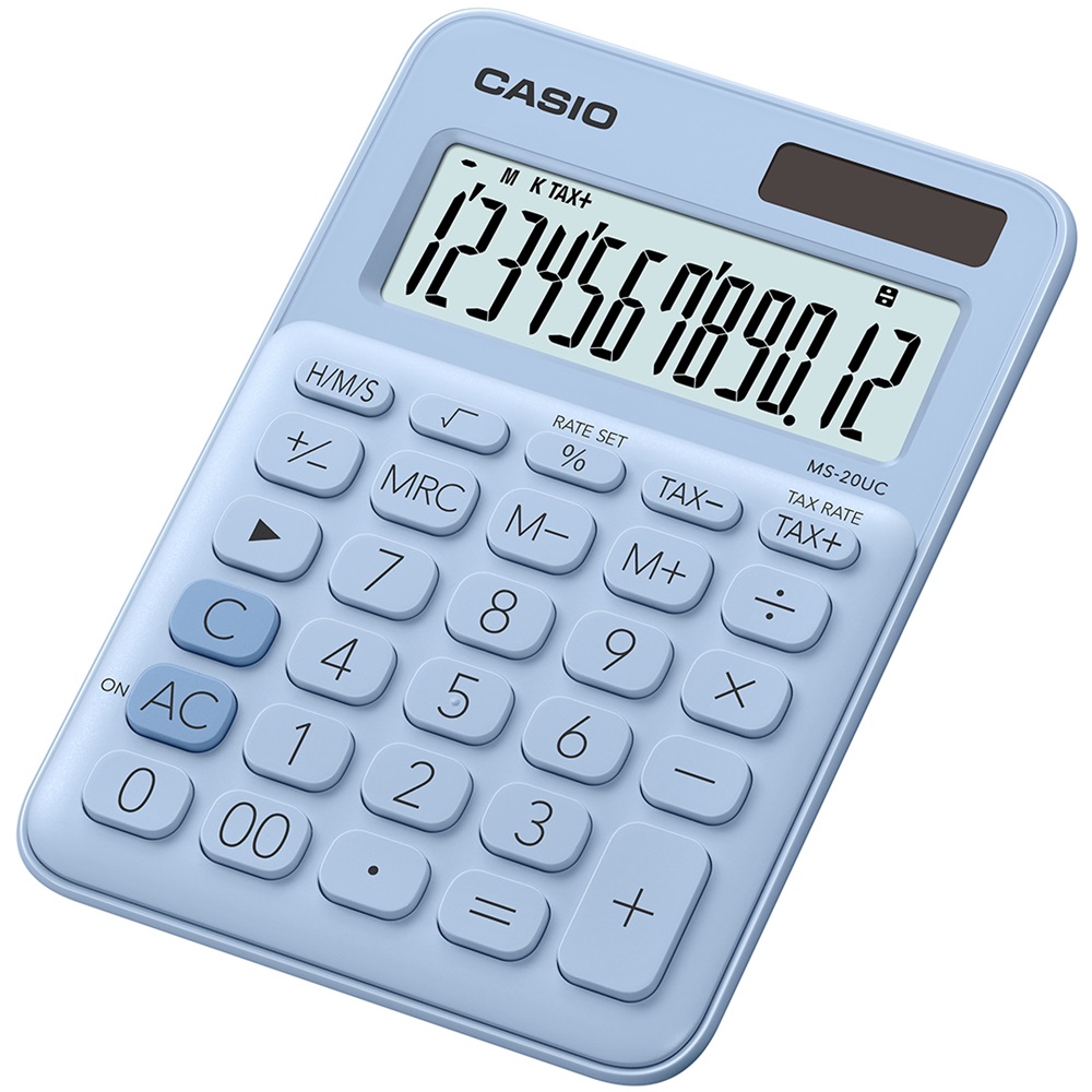 Számológép asztali 12 digit nagy kijelző Casio MS 20 UC világoskék