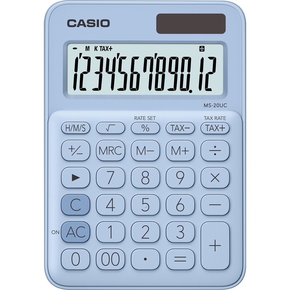 Számológép asztali 12 digit nagy kijelző Casio MS 20 UC világoskék - Image 3