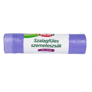 Szemeteszsák önzáró szalaggal 75 liter 70 x 90 cm 15 db/tekercs Reál lila