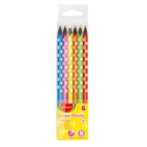 Színes ceruza készlet háromszögletű, fekete belsővel Keyroad Neon 6 klf. neon szín