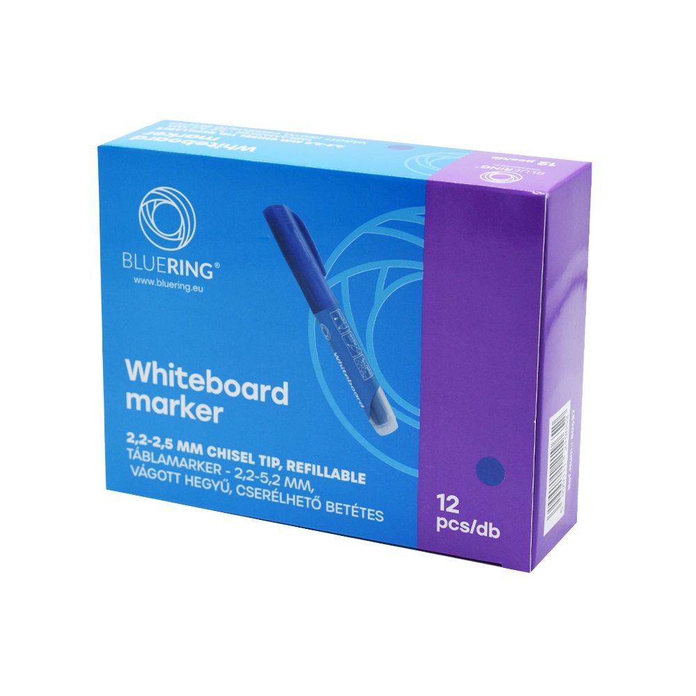 Táblamarker 2,2-5,2mm, vágott hegyű, cserélhető betétes, Bluering kék - Image 3