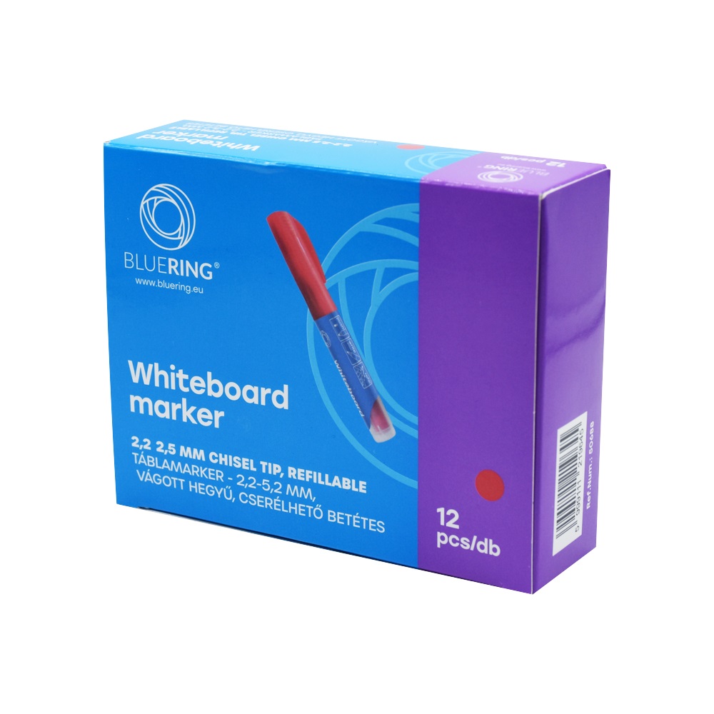 Táblamarker 2,2-5,2mm, vágott hegyű, cserélhető betétes, Bluering piros - Image 3