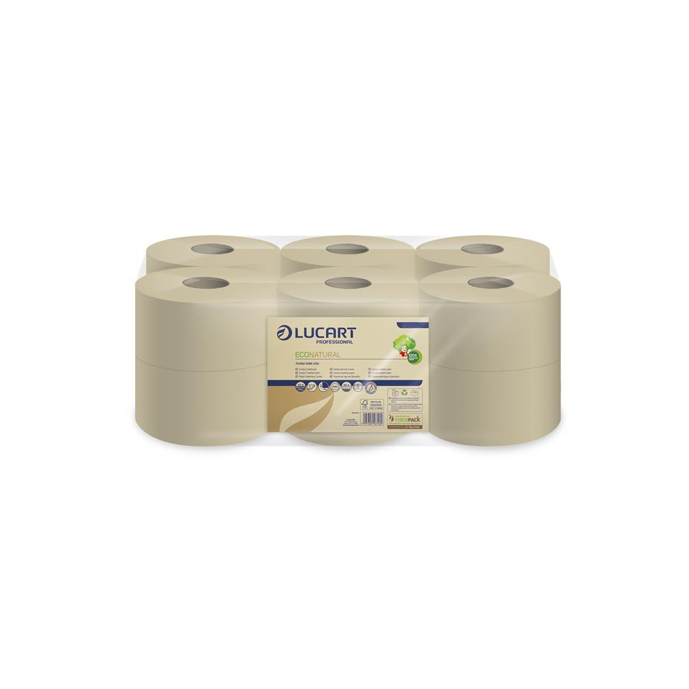 Toalettpapír 2 rétegű közületi átmérő: 18,1 cm 12 tekercs/csomag EcoNatural L-One Mini Lucart_812170 havanna barna