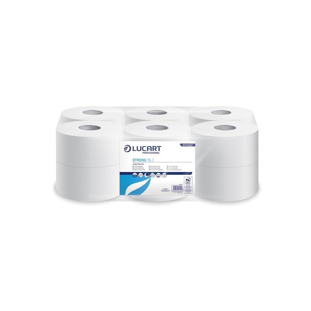 Toalettpapír 2 rétegű közületi átmérő: 19 cm 100 % cellulóz 12 tekercs/karton Aquastream 150 Lucart_812223J hófehér