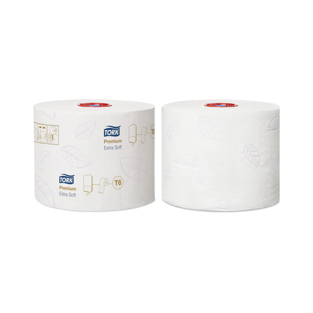 Toalettpapír 3 rétegű duplatekercses átmérő: 13,2 cm 70 m/tek 27 tekercs/karton Premium Mid-size T6 Tork_127510 fehér - Image 3