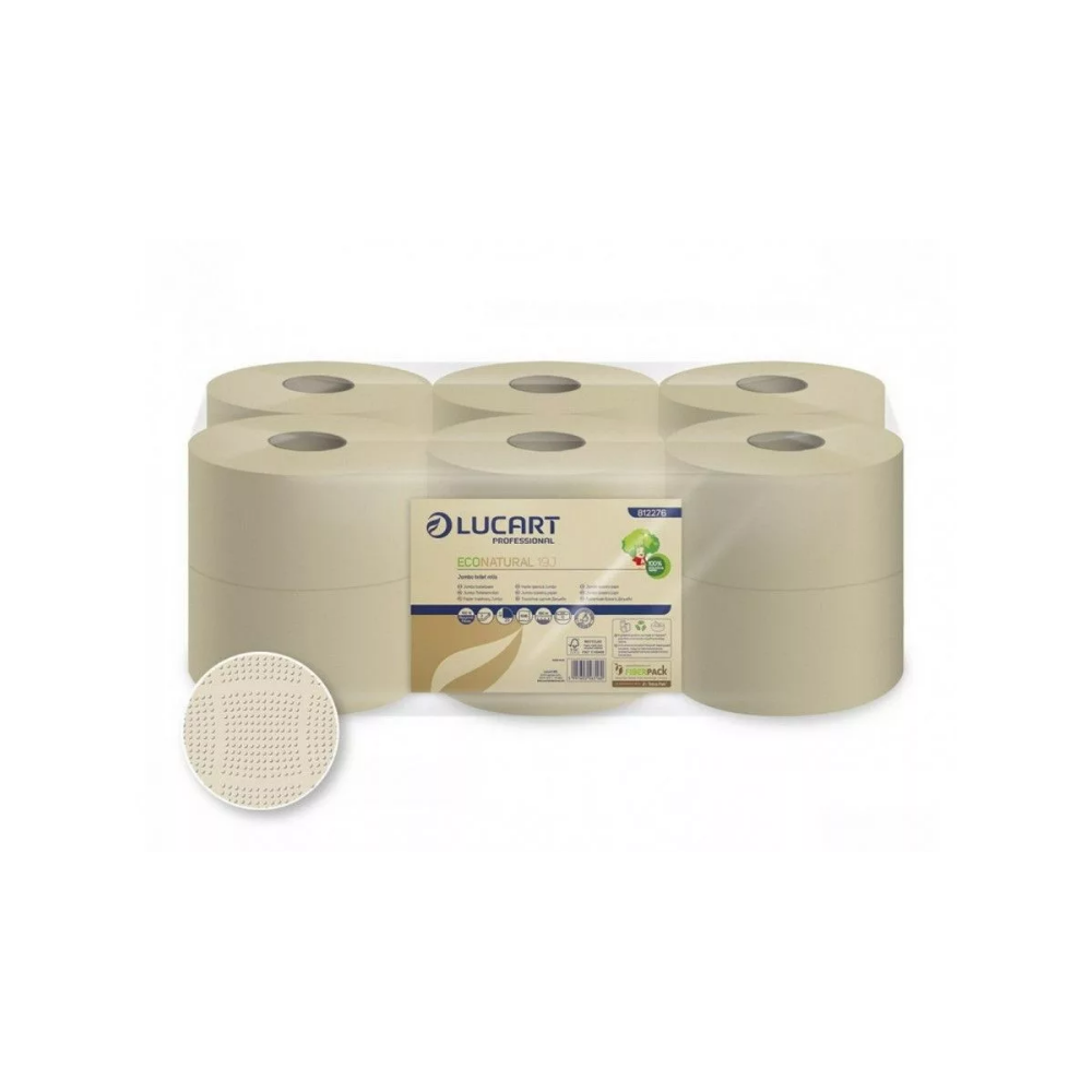 Toalettpapír 2 rétegű közületi átmérő: 19 cm 12 tekercs/karton 19J EcoNatural Lucart_812276J havanna barna