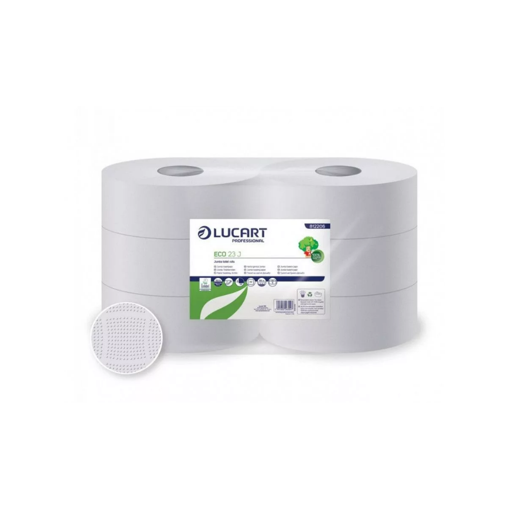 Toalettpapír 2 rétegű közületi átmérő: 23 cm 6 tekercs/karton 23 J EcoLucart_812206 fehér