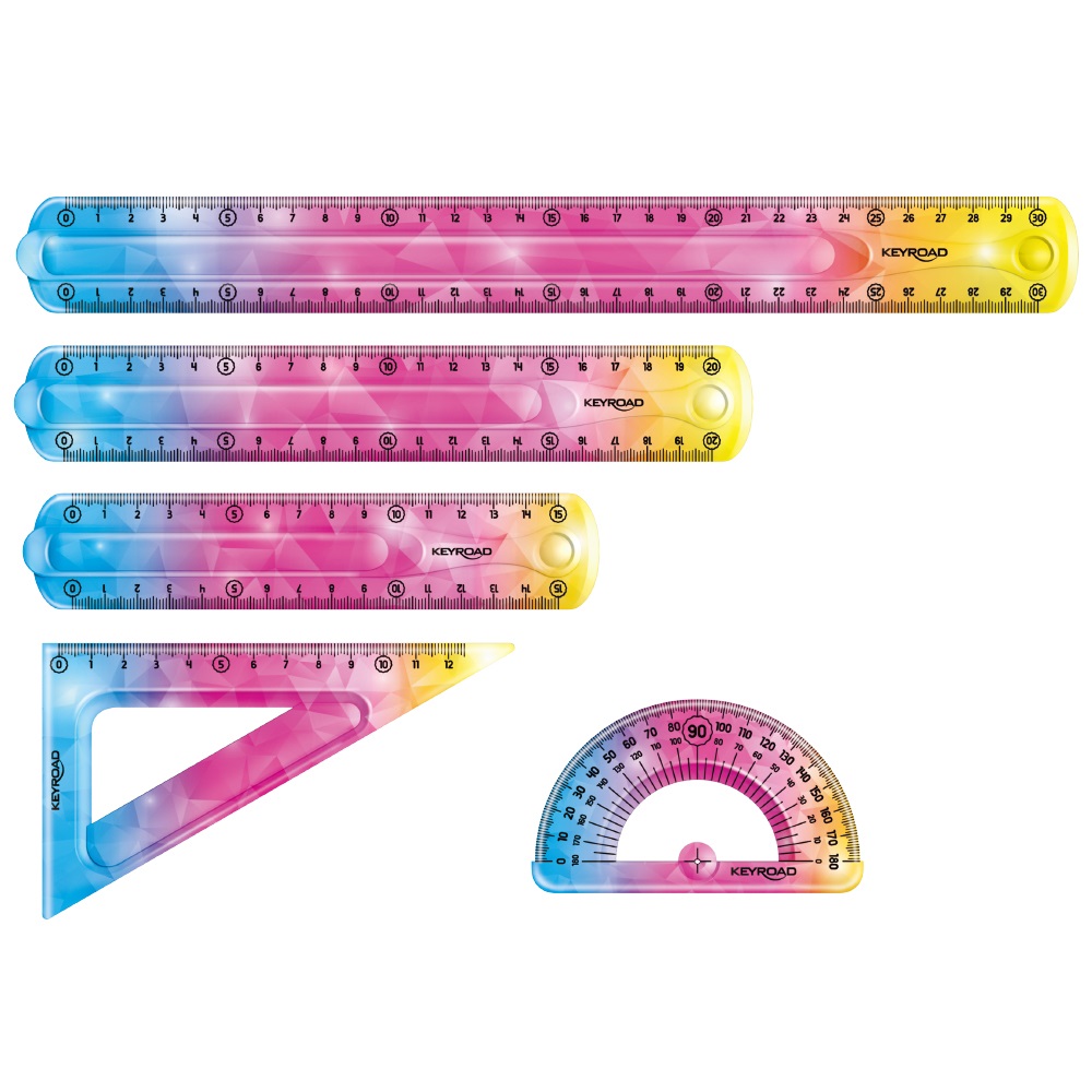 Vonalzó készlet 20 cm, flexibilis 3 db/bliszter Keyroad Flex Draw vegyes színek - Image 3
